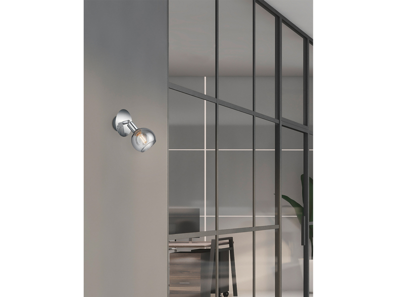 LED Wandstrahler 1-flammig Chrom mit Rauchglas, Breite 9cm