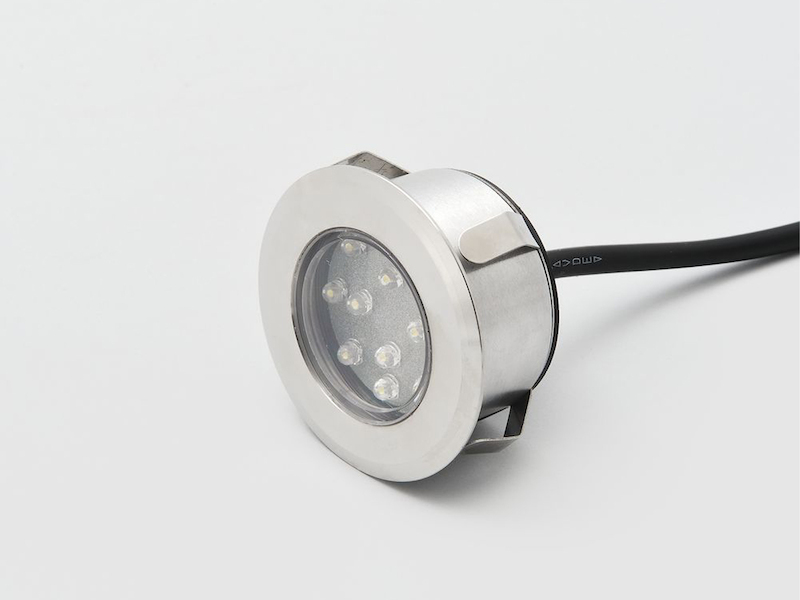 Mini LED Bodeneinbauspots Edelstahl/Glas Basisset 3er SET mit Trafo Ø7cm IP44