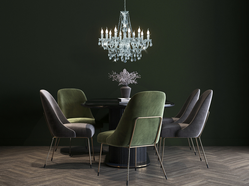 Großer LED Kronleuchter 10-flammig Silber Chrom mit Acryl Kristall Ø 76cm