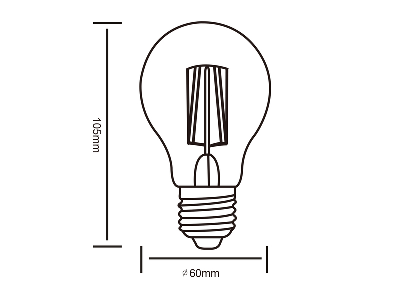 E27 Filament LED, 7 Watt, 806 Lumen, warmweiß, Ø6cm, 3 Stufen Dimmer
