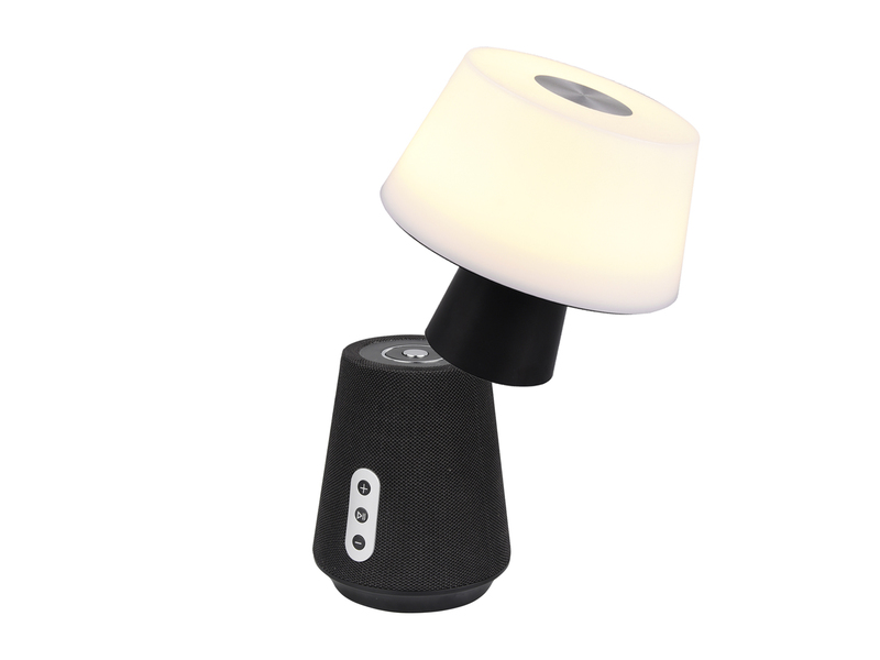 LED Tischleuchte LINDE mit Lautsprecher – mobile Akku Lampe