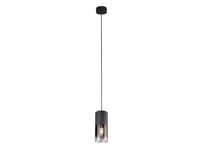 LED Pendelleuchte mit Rauchglas 1-flammig Metall Schwarz, Ø 10cm