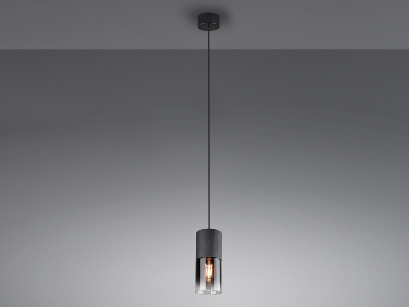 LED Pendelleuchte mit Rauchglas 1-flammig Metall Schwarz, Ø 10cm