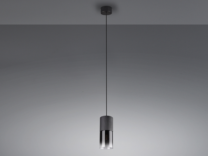 LED Pendelleuchte mit Rauchglas 1-flammig Metall Schwarz, Ø 10cm