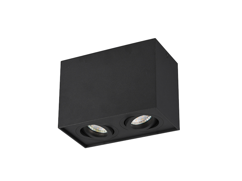 Deckenstrahler BISCUIT eckig 2-flammig Schwarz, Breite 17cm