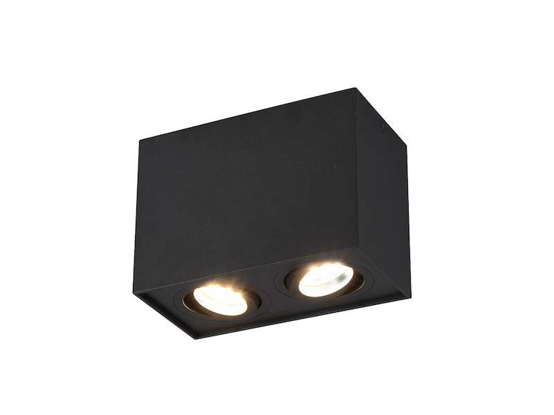 Deckenstrahler BISCUIT eckig 2-flammig Schwarz, Breite 17cm