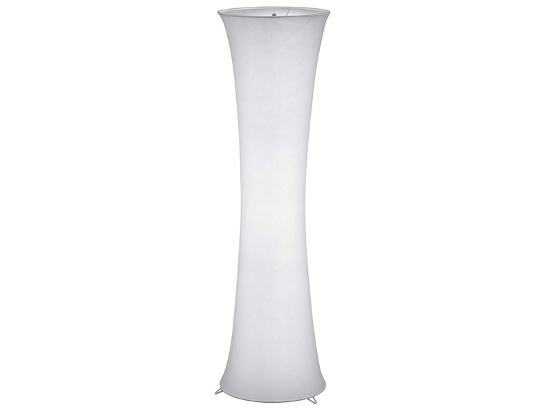 Kleine LED Stehleuchte Lichtsäule aus Stoff in Weiß Zylinder, Höhe 123cm