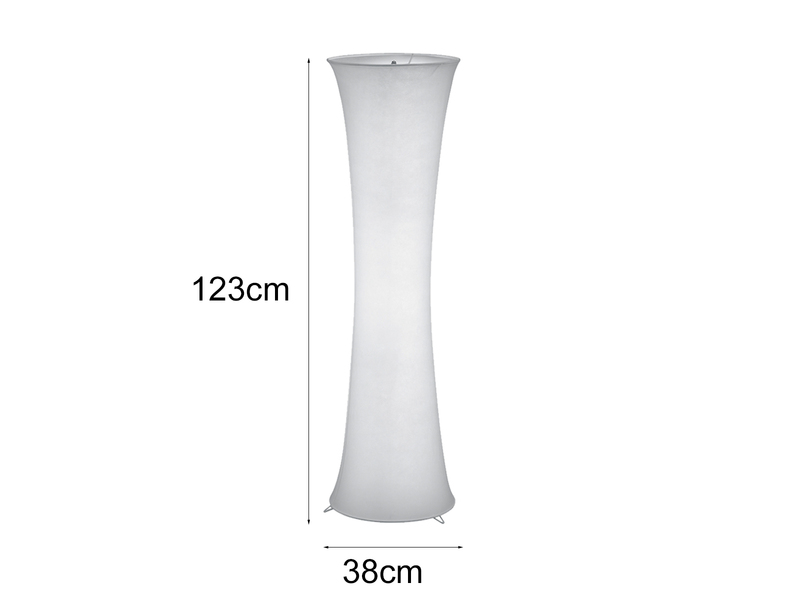 Kleine LED Stehleuchte Lichtsäule aus Stoff in Weiß Zylinder, Höhe 123cm