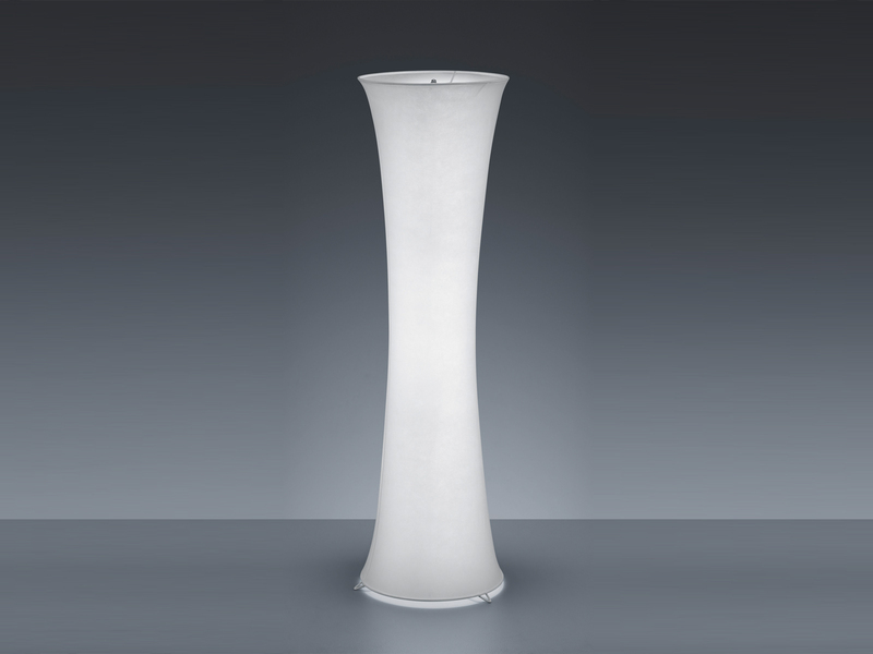 Kleine LED Stehleuchte Lichtsäule aus Stoff in Weiß Zylinder, Höhe 123cm