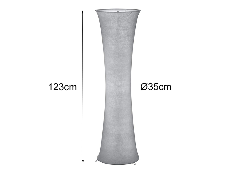 LED Stehleuchte Lichtsäule aus Stoff Grau, Höhe 123cm