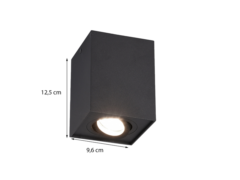 LED Deckenstrahler eckig Schwarz, Breite 9,6cm