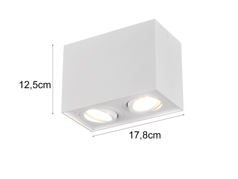 LED Deckenstrahler eckig 2-flammig Weiß, Breite 17cm