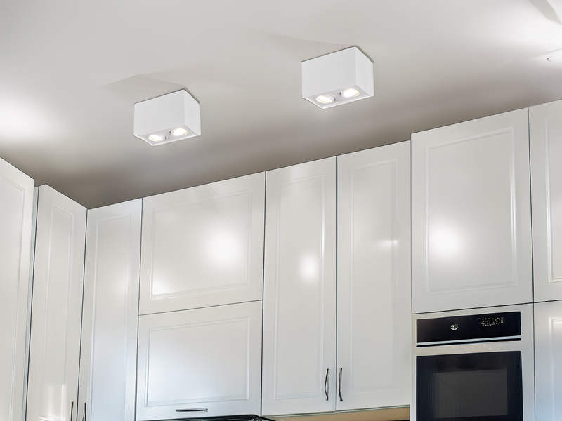 LED Deckenstrahler eckig 2-flammig Weiß, Breite 17cm