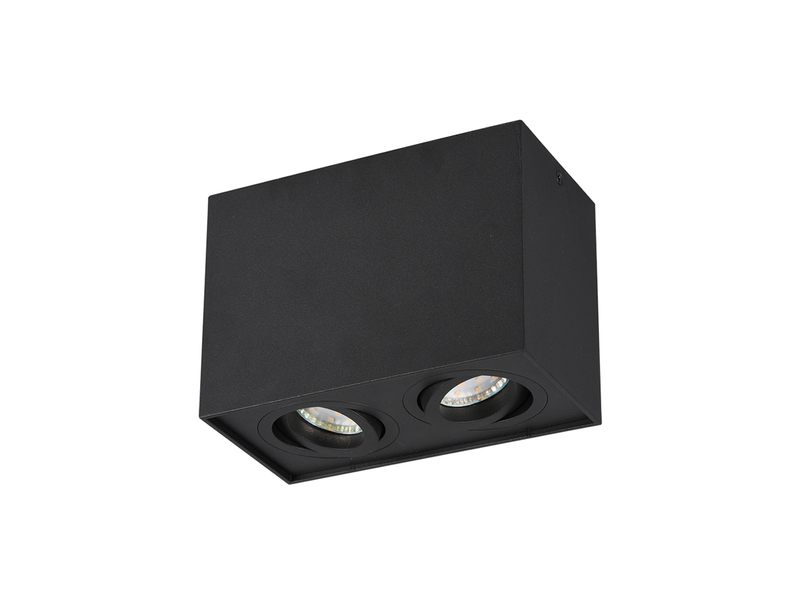 LED Deckenstrahler eckig 2-flammig Schwarz, Breite 17cm