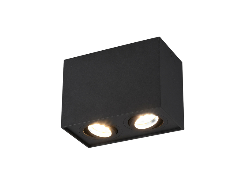 LED Deckenstrahler eckig 2-flammig Schwarz, Breite 17cm