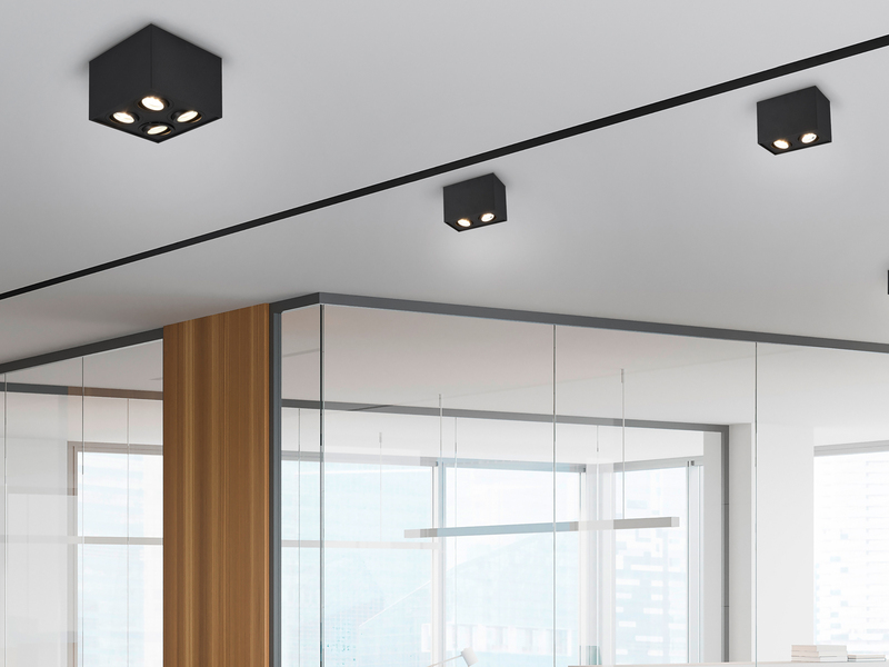 LED Deckenstrahler eckig 2-flammig Schwarz, Breite 17cm