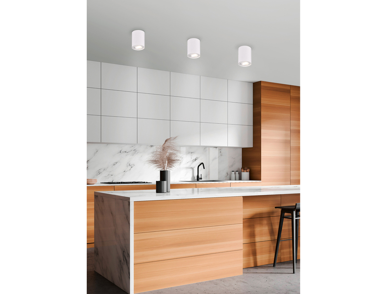 LED Deckenstrahler Weiß mit schwenkbarem Spot, Ø 9,6cm