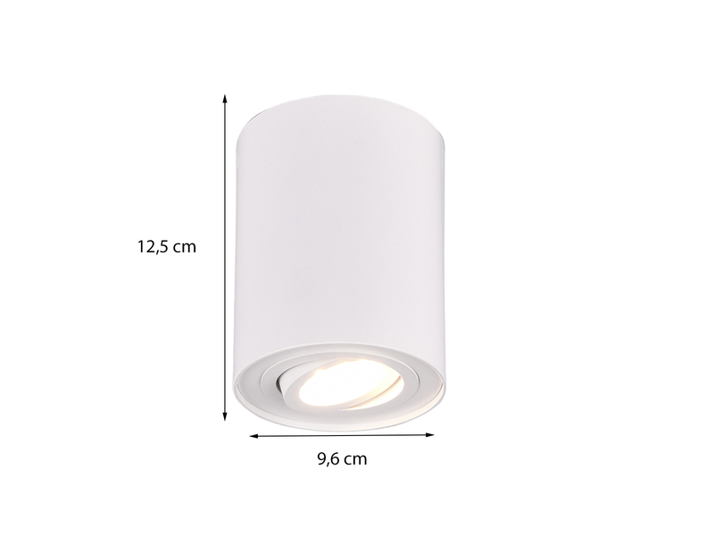 LED Deckenstrahler Weiß mit schwenkbarem Spot, Ø 9,6cm