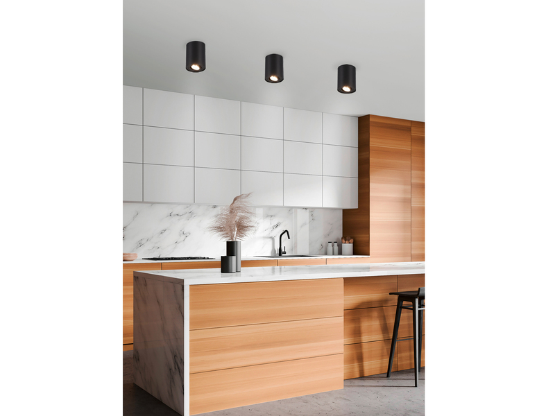 LED Deckenstrahler Schwarz mit schwenkbarem Spot, Ø 9,6cm