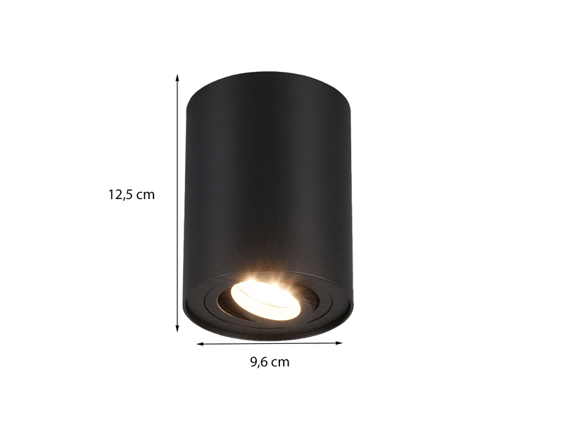 LED Deckenstrahler Schwarz mit schwenkbarem Spot, Ø 9,6cm