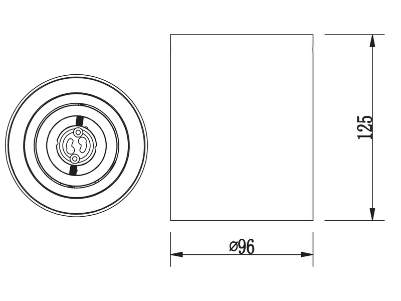 LED Deckenstrahler Schwarz mit schwenkbarem Spot, Ø 9,6cm