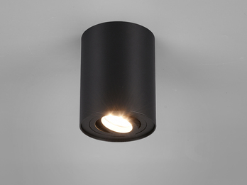 Runder LED Deckenstrahler mit einem schwenkbarem Spot, schwarz matt