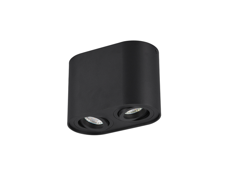 LED Deckenstrahler Schwarz 2-flammig Spots schwenkbar, Breite 17cm