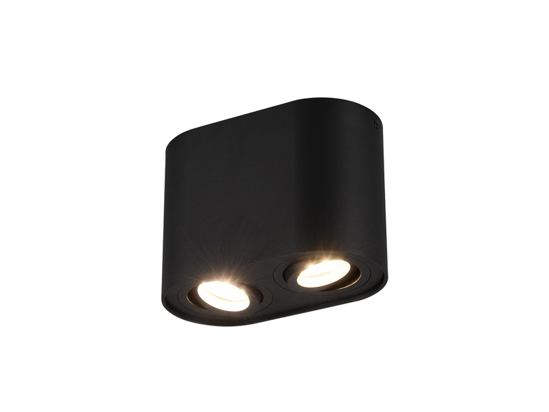 LED Deckenstrahler Schwarz 2-flammig Spots schwenkbar, Breite 17cm