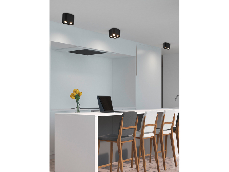 LED Deckenstrahler Schwarz 2-flammig Spots schwenkbar, Breite 17cm
