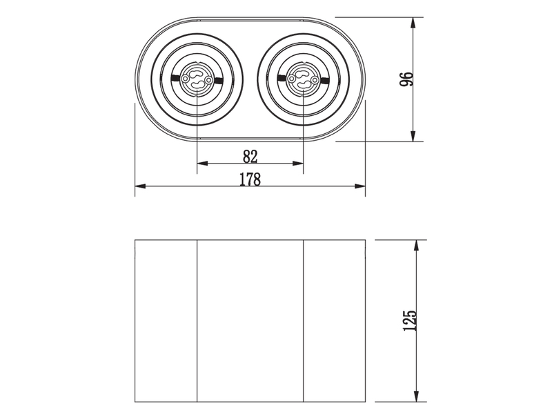 LED Deckenstrahler Schwarz 2-flammig Spots schwenkbar, Breite 17cm
