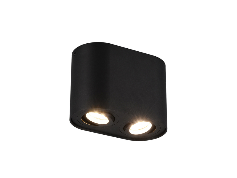 LED Deckenstrahler Schwarz 2-flammig Spots schwenkbar, Breite 17cm