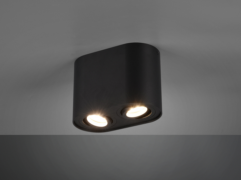 LED Deckenstrahler Schwarz 2-flammig Spots schwenkbar, Breite 17cm