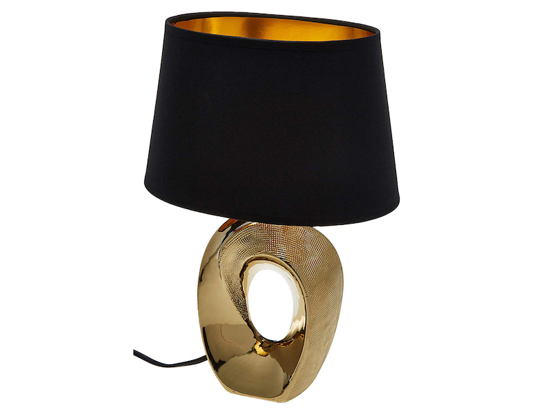 LED mit Moderne schwarz Stoffschirm in Keramik Tischlampe