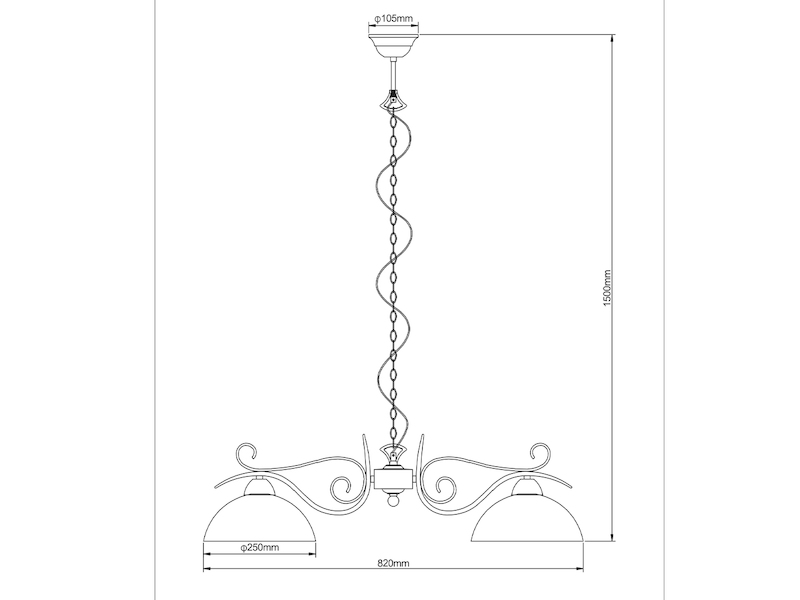 Landhaus Pendelleuchte COUNTRY 2-flammig mit Glasschirmen Weiß, B: 82cm