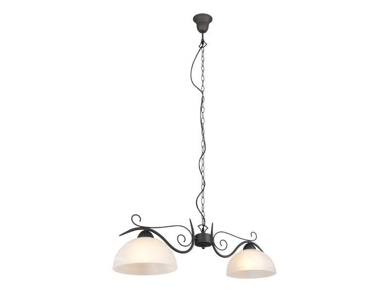 Pendelleuchte COUNTRY Landhaus 2-flammig mit Glasschirmen Weiß, B: 82cm