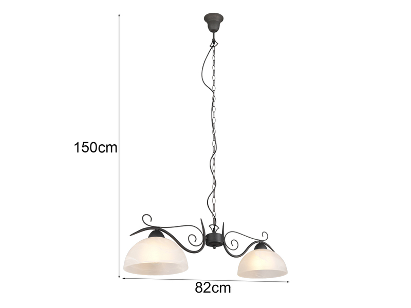 Pendelleuchte COUNTRY Landhaus 2-flammig mit Glasschirmen Weiß, B: 82cm