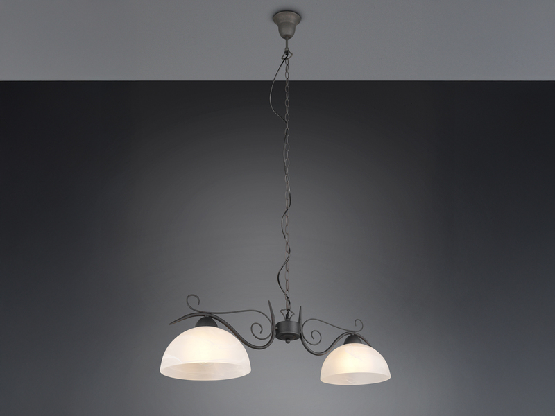 Pendelleuchte COUNTRY Landhaus 2-flammig mit Glasschirmen Weiß, B: 82cm