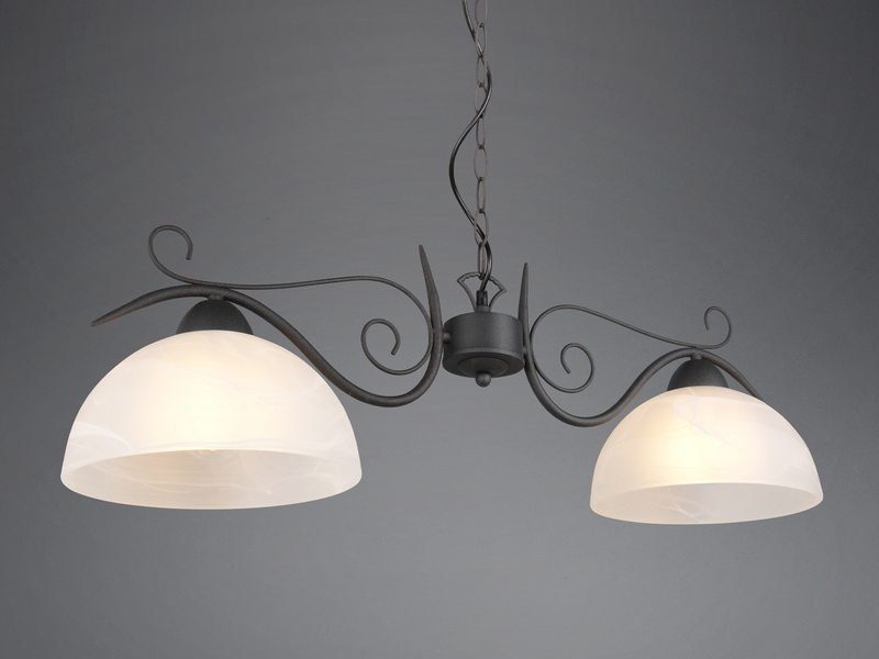 Pendelleuchte COUNTRY Landhaus 2-flammig mit Glasschirmen Weiß, B: 82cm