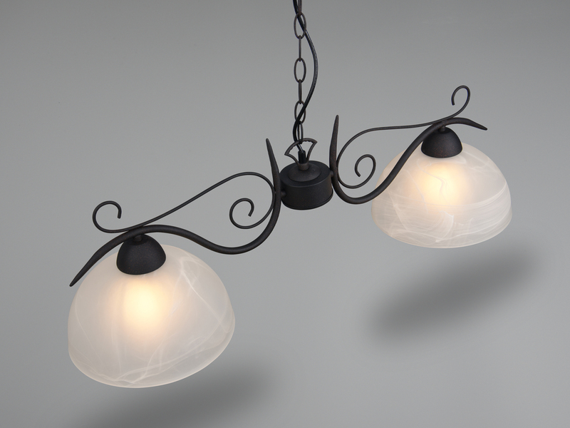 Pendelleuchte COUNTRY Landhaus 2-flammig mit Glasschirmen Weiß, B: 82cm