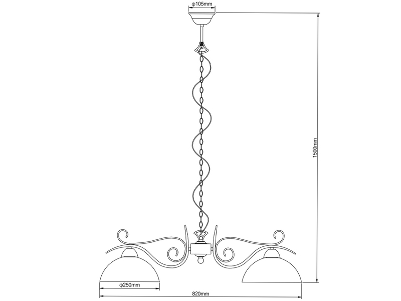 Pendelleuchte COUNTRY Landhaus 2-flammig mit Glasschirmen Weiß, B: 82cm
