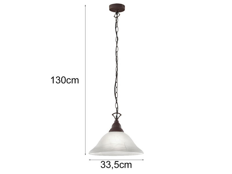 Landhaus LED Pendelleuchte in Rostoptik mit Glasschirm Weiß Ø 33,5cm