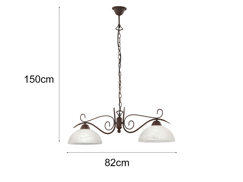 Landhaus LED Pendelleuchte 2-flammig mit Glasschirmen Weiß, B: 82cm