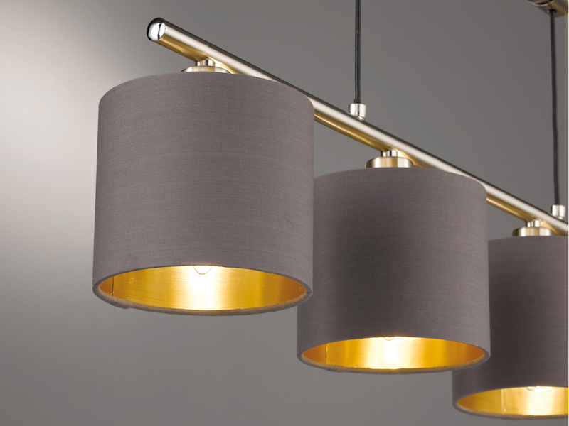 Pendelleuchte GARDA 4-flammig Taupe höhenverstellbar mit Stoffschirmen, B:77cm