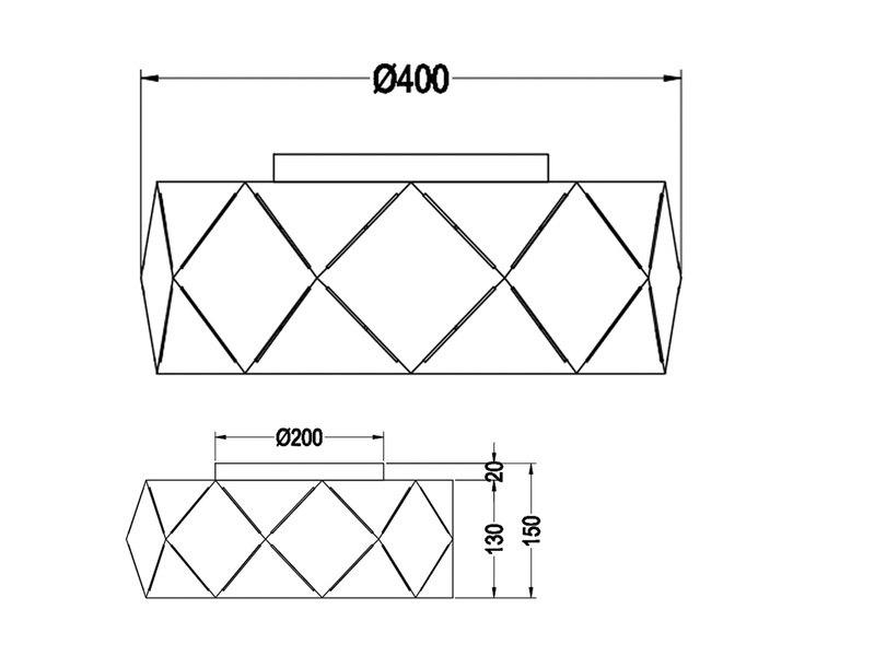 Moderne Deckenleuchte ZANDOR mit Lasercut Muster, schwarz matt, Ø 40cm