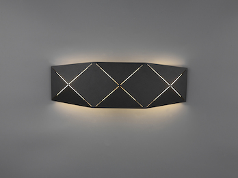 Große geometrische LED Wandlampe ZANDOR mit Lasercut Muster, schwarz matt