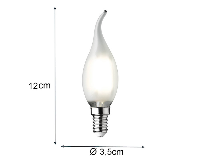 E14 Filament LED - 3 Watt, 320 Lumen, warmweiß, Ø 3,5cm- extern dimmbar, weiß