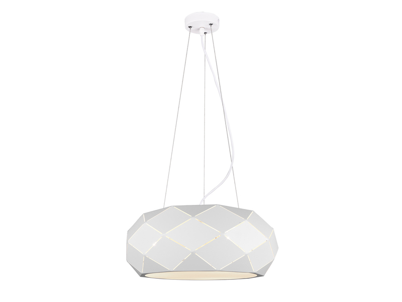 Große LED Pendelleuchte mit Lasercut Muster Weiß matt, Ø 50cm