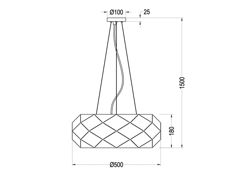 Geometrische LED Pendelleuchte mit Lasercut Muster, weiß matt