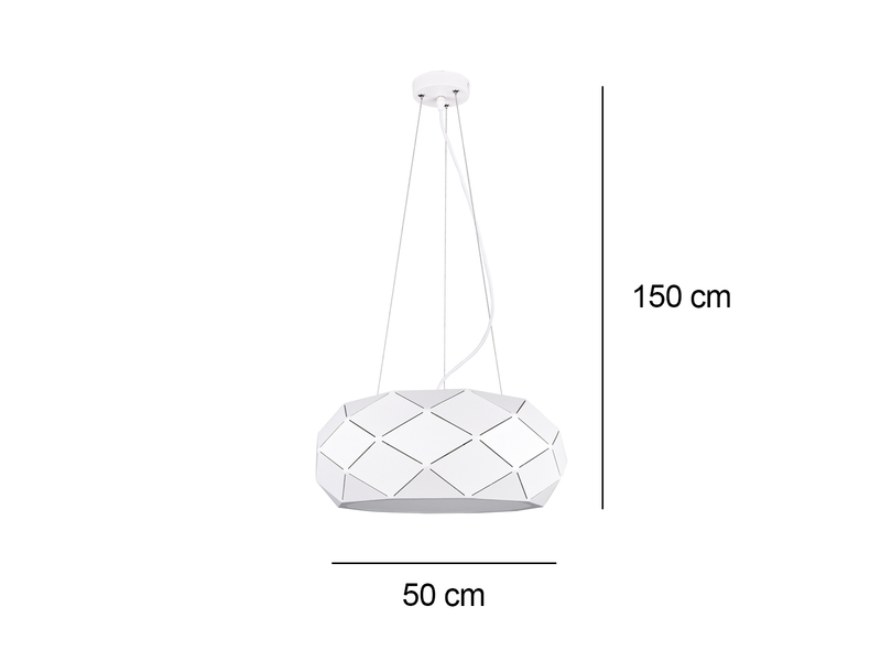 Große LED Pendelleuchte mit Lasercut Muster Weiß matt, Ø 50cm