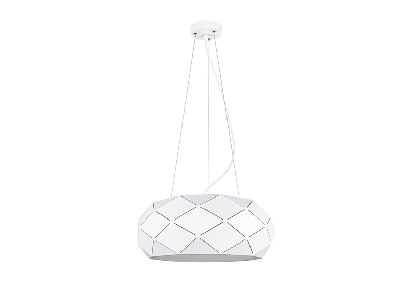Große LED Pendelleuchte mit Lasercut Muster Weiß matt, Ø 50cm